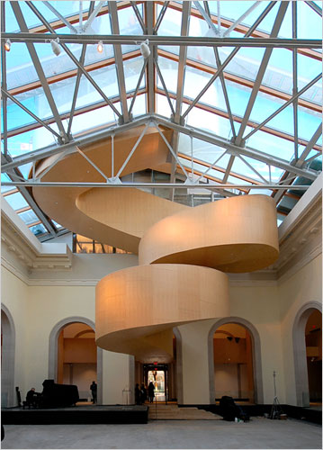 frank gehry's staircase at the art gallery of ontario. courtesy of ny times and gehry partners.