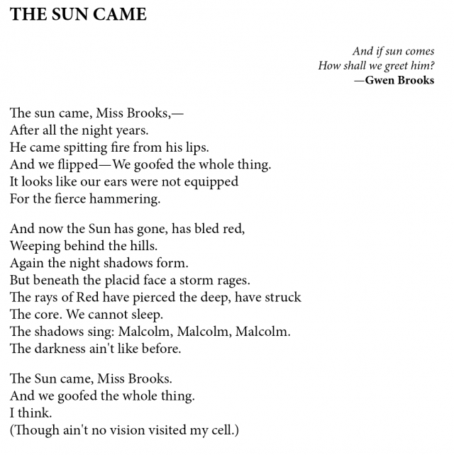 etheridge knight, the sun came