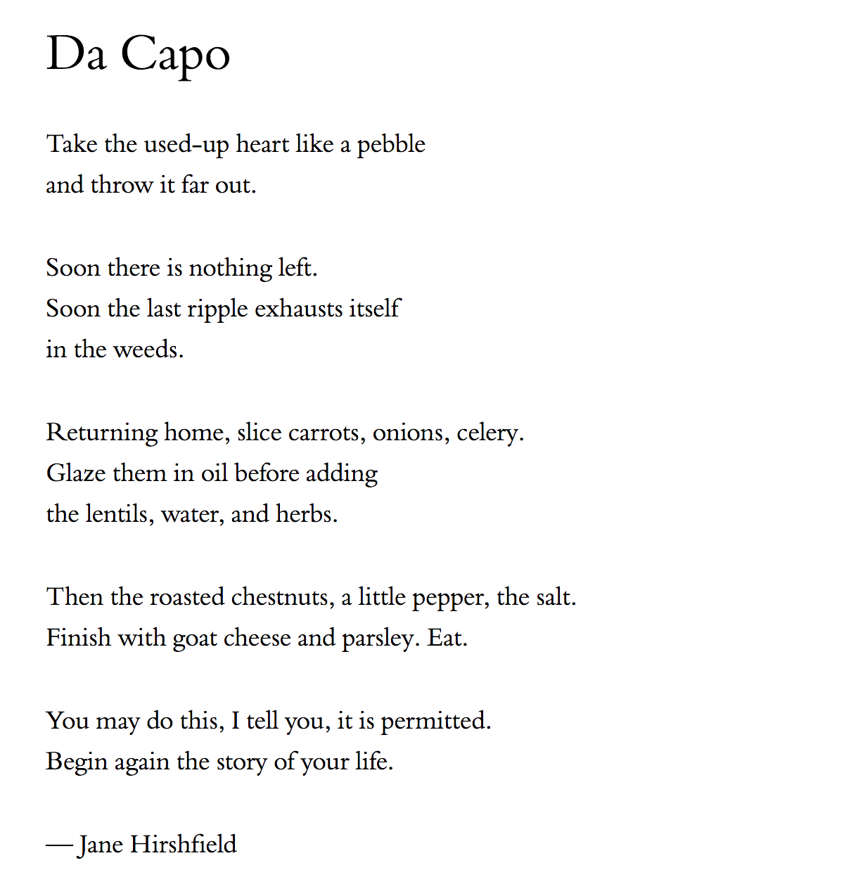 da capo by jane hirshfield