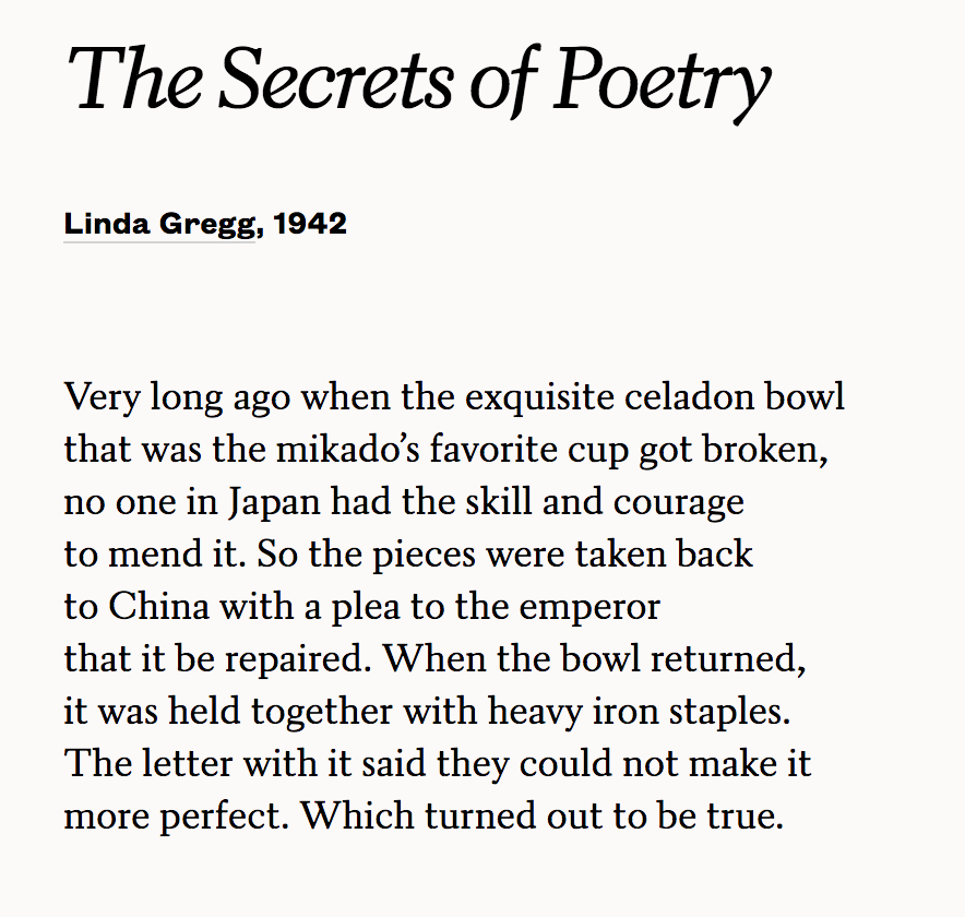 linda gregg, the secrets of poetry. courtesy of poets.org.