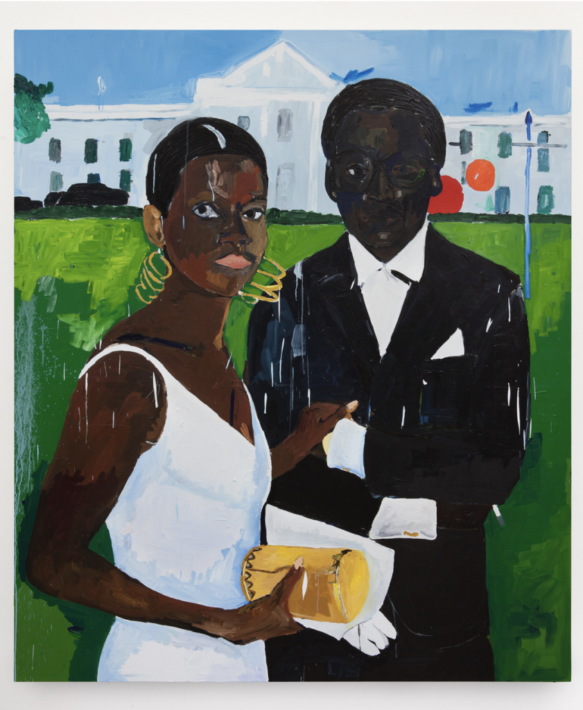Henry Taylor, Cicely and Miles Visit the Obamas, 2017 Acrylic on canvas 84 x 72 inches