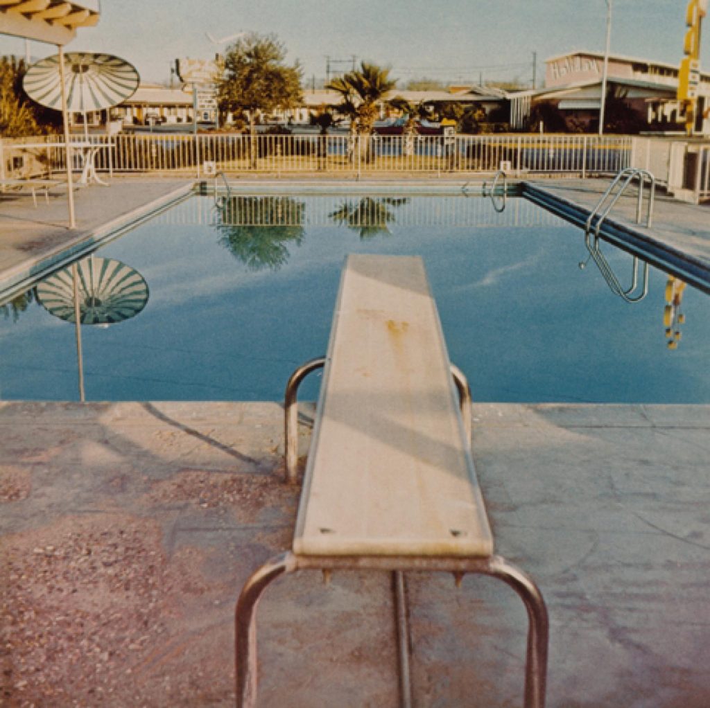 Ed Ruscha (American, b. 1937), Pool #2, from the portfolio Pools, 1968; printed 1997. Chromogenic color print, 40.4 x 40.7 cm (image). Edward Ruscha Papers and Art Collection, 2013.16.2 © Ed Ruscha. Courtesy Harry Ransom Center.