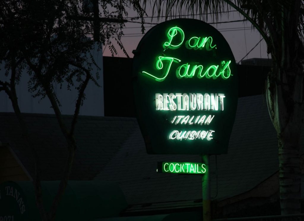 dan tana's neon sign in west hollywood, ca. courtesy of wehoville.