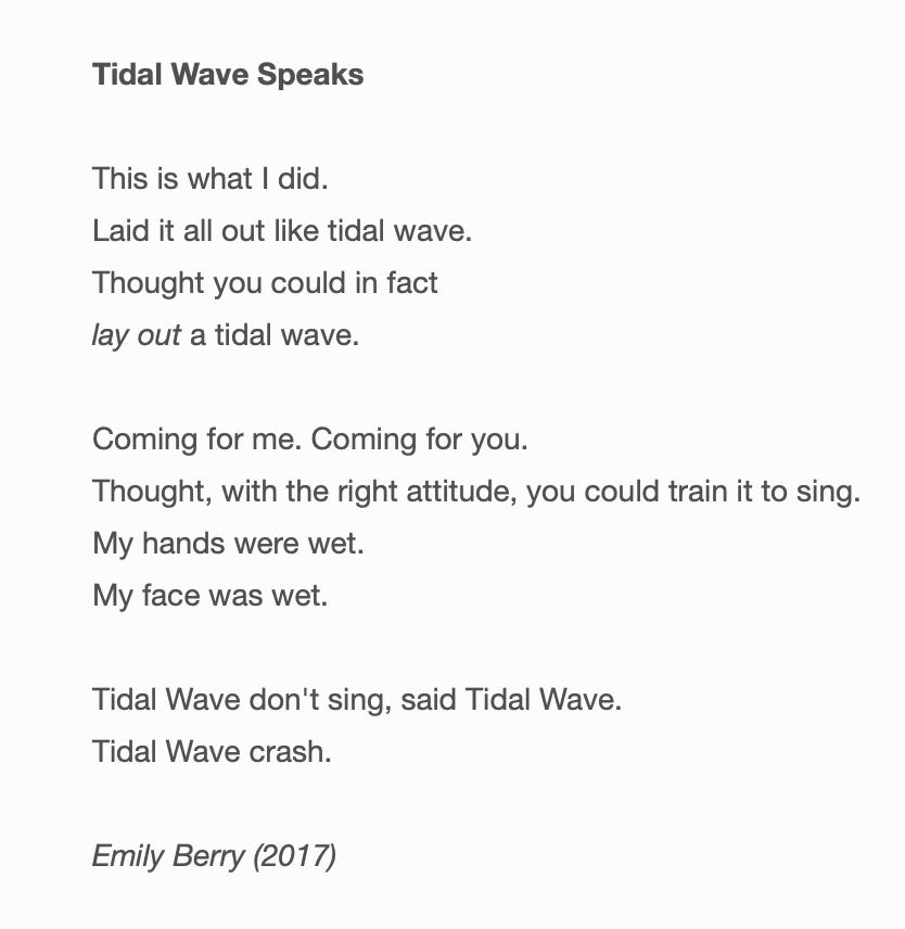 emily berry, "tidal wave speaks"