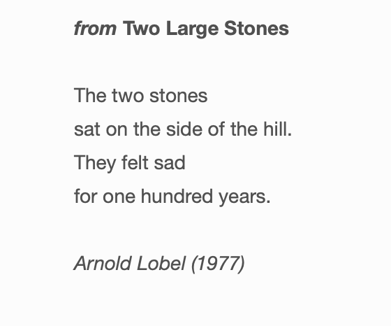 the poem two large stones by arnold lobel