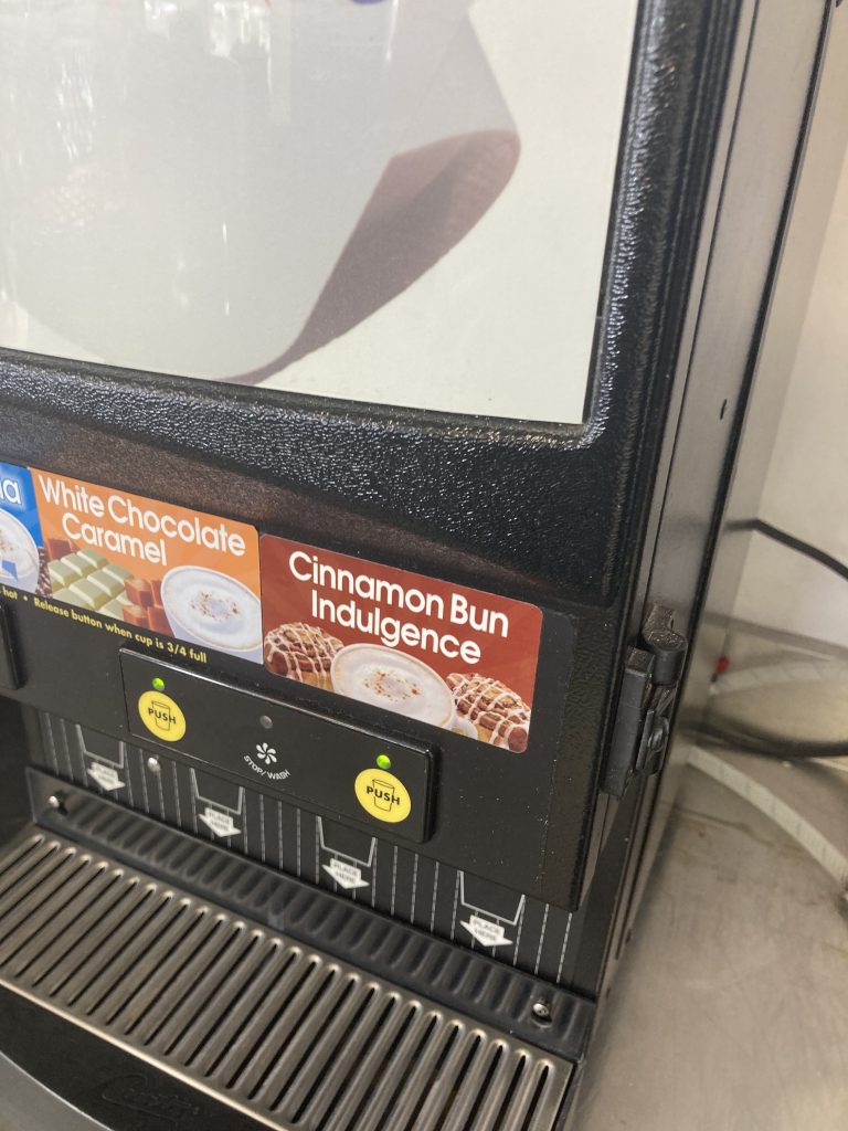 cinnamon bun indulgence coffee at the gas stations